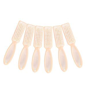 6 Pcs Fingernail Cleaner Nail Brush with Plastic Handle Clear Orange